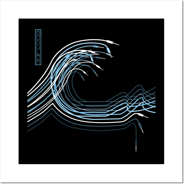 Modular Synthesizer Great Wave of Patch Cables Wall Art by Mewzeek_T